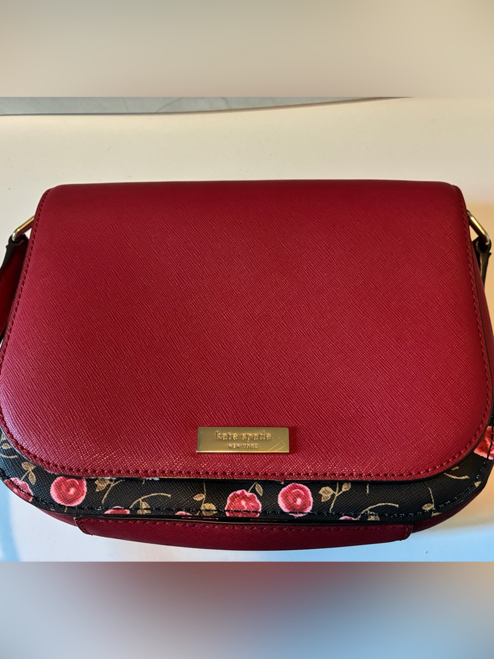kate spade Red Floral-Trim Crossbody Bag